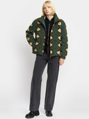 Groene teddy jacket met print