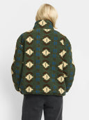 Groene teddy jacket met print