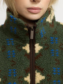 Groene teddy jacket met print