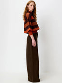 Bruine wide-leg jeans dalt
