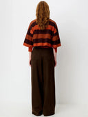 Bruine wide-leg jeans dalt
