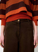 Bruine wide-leg jeans dalt