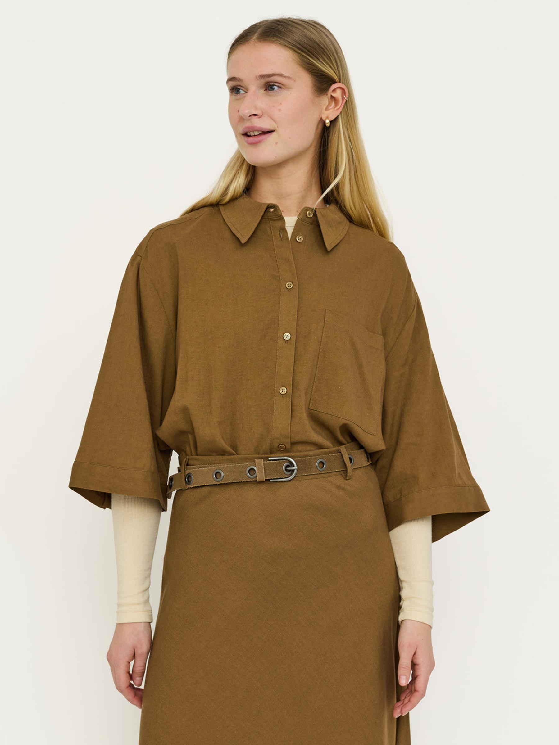 Bruine blouse sryindi – Tally-Ho