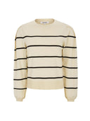 Creme gestreepte knit srmarla o-neck