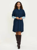 Donkerblauwe midi jurk srebba mayson