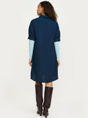 Donkerblauwe midi jurk srebba mayson