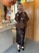 Donkerbruine glitter rok srmaddison