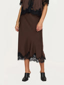 Donkerbruine midi rok srjournee