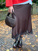 Donkerbruine midi rok srjournee