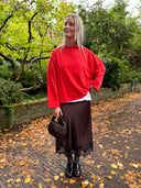 Donkerbruine midi rok srjournee