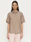 Lichtbruine blouse srebbi