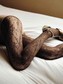 Bruine kanten panty rosa lace