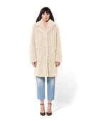 Halflange mantel jas van teddy stof