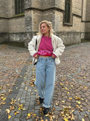 Ecru teddy jacket fuzz kourtney