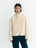 Ecru teddy jacket fuzz kourtney