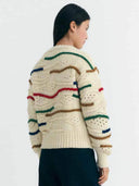 Beige trui gebreide macrame