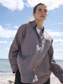 Bruine gestreepte blouse delia