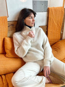 Crèmekleurige pullover met rits breckenridge