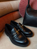 Zwarte leren loafers amina