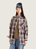Roze-bruin geruite blouse wbzimo check shirt