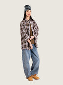 Roze-bruin geruite blouse wbzimo check shirt