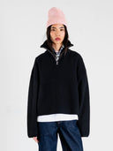 Zwarte trui wbfang half zip knit
