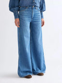 Blauwe wide leg jeans canyon